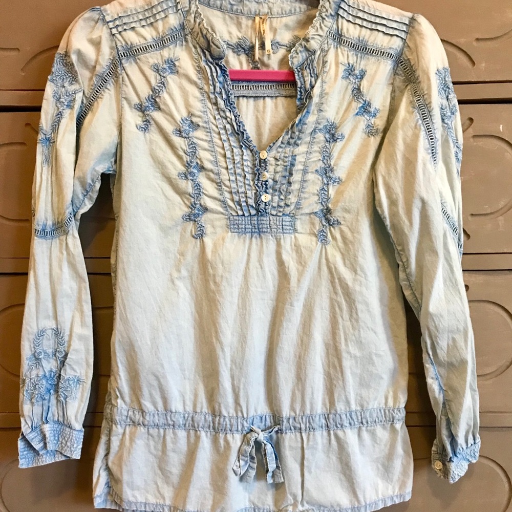 Gorgeous boho chambray top, XS